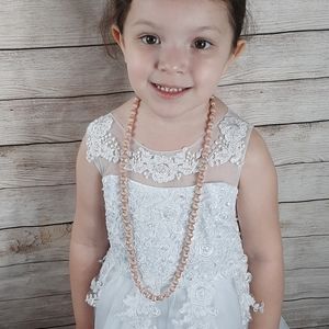 Vintage Peach & Gold Tone Necklace